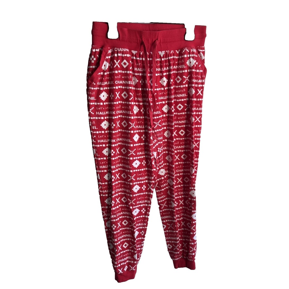 HALLMARK CHANNEL LETS STAY IN AND WATCH LOUNGE JOGGER PANTS WOMENS SZ L